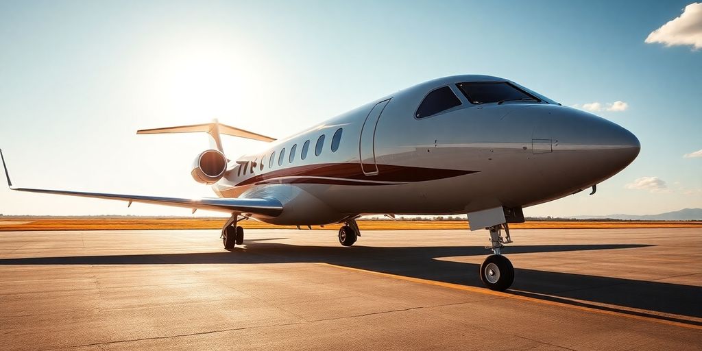 Tiger Woods' private jet on tarmac.