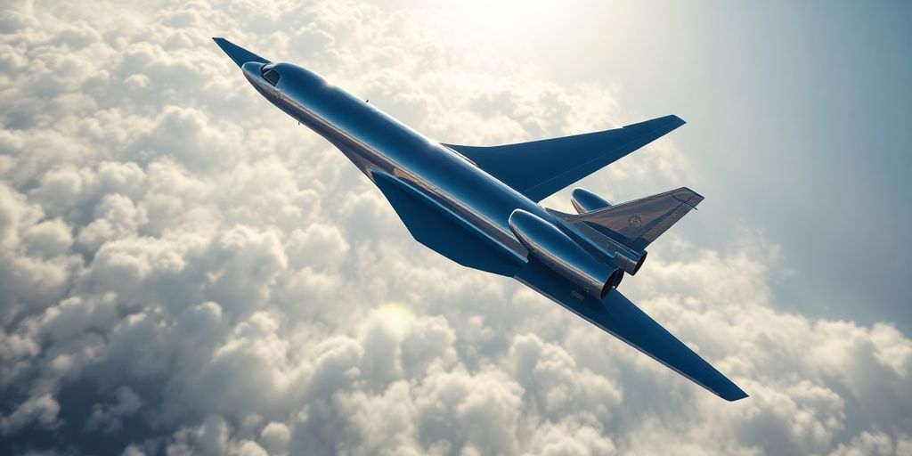 Sleek light jet soaring through a clear blue sky.