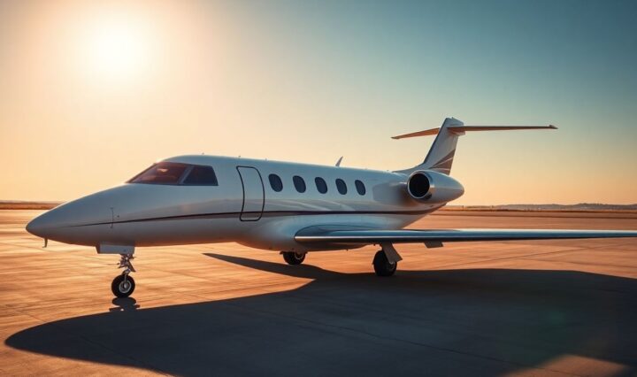 Private jet on tarmac