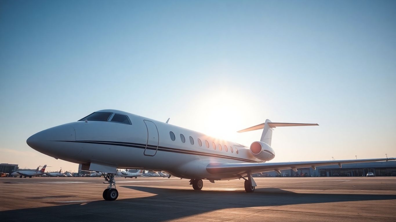 Private jet on tarmac