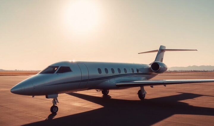 Private jet on tarmac