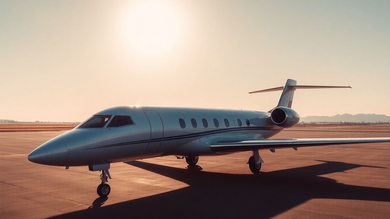 Private jet on tarmac