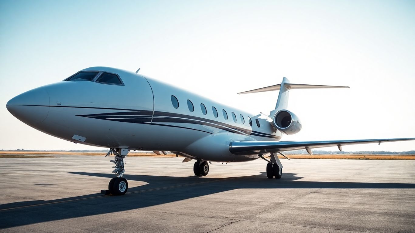 Luxurious private jet on tarmac