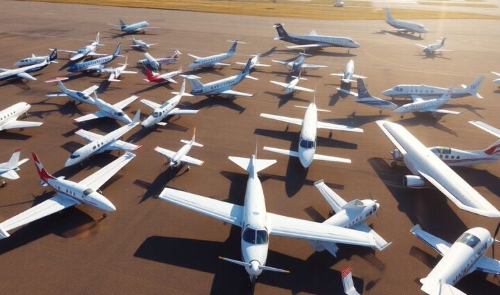 Used airplanes for sale on a sunny airfield.
