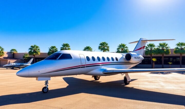 Luxury private jet at Scottsdale Airport tarmac.