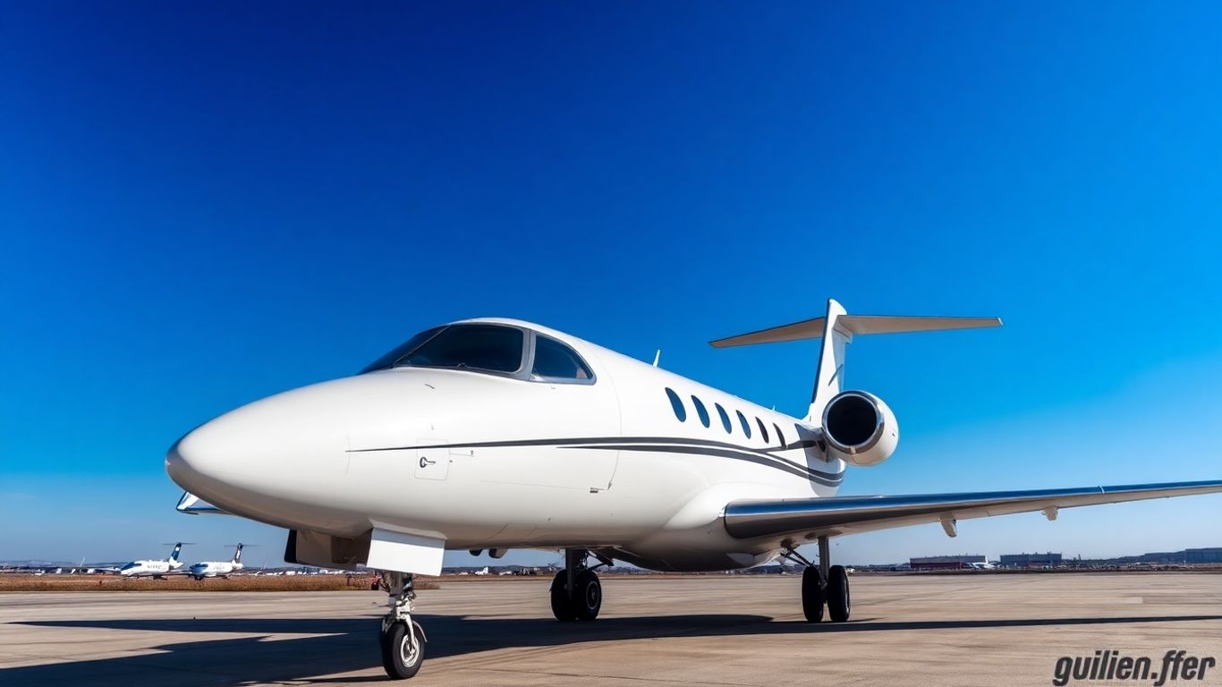 Luxury private jet on Dallas tarmac.