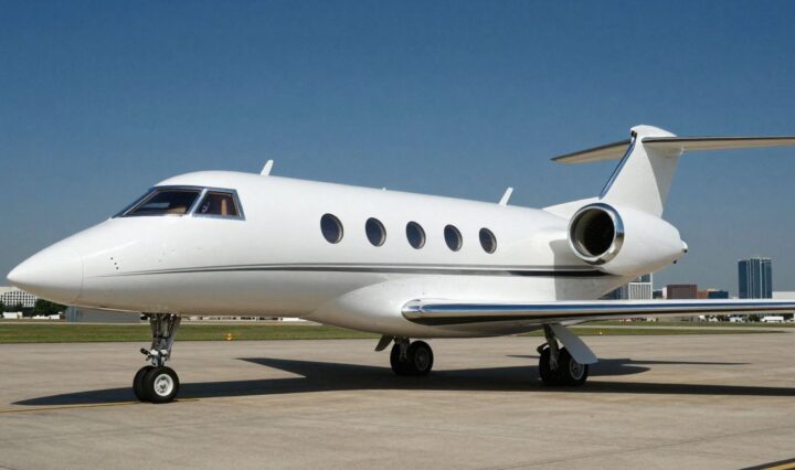 Luxury private jet at Dallas airport
