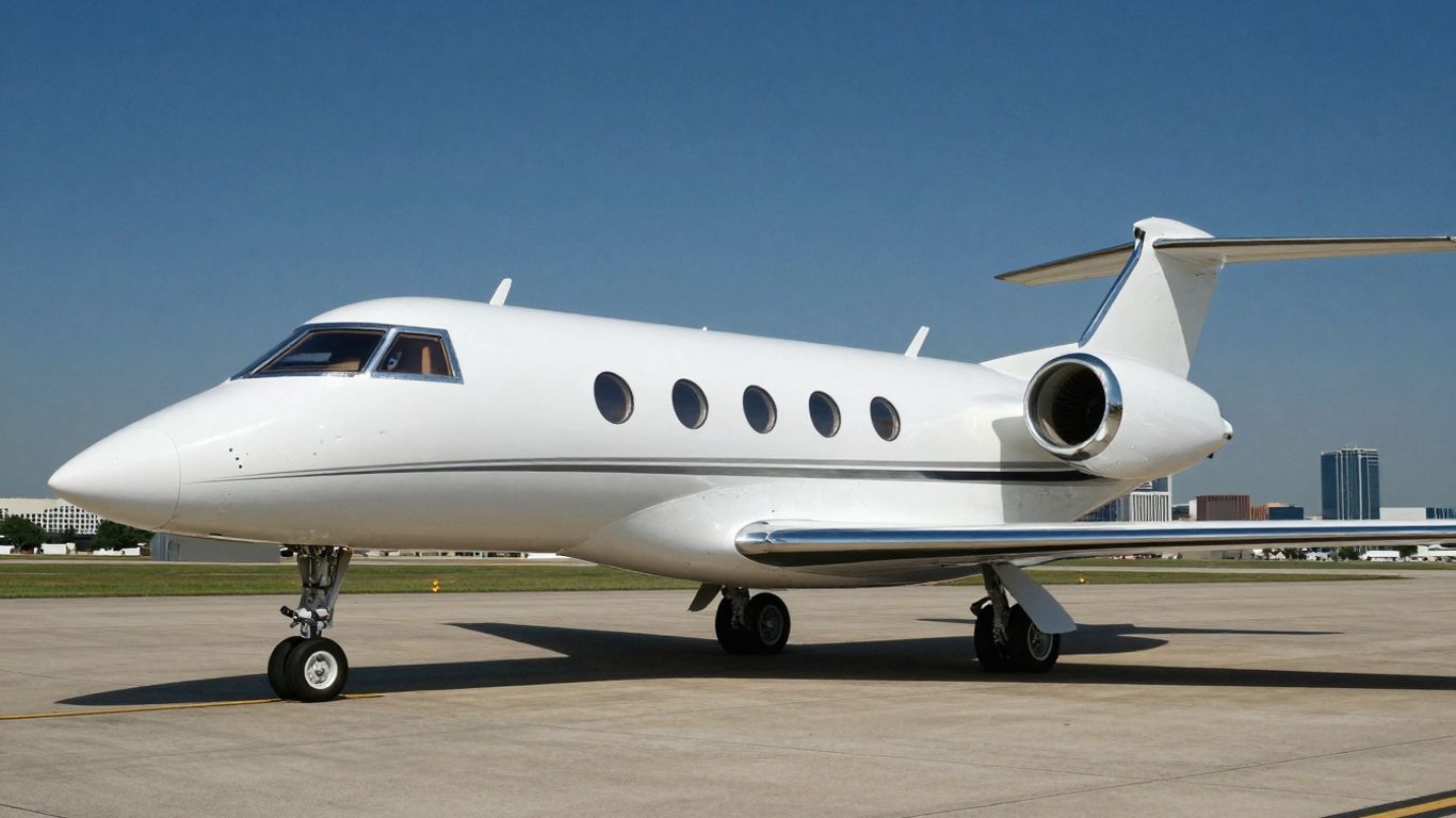 Luxury private jet at Dallas airport