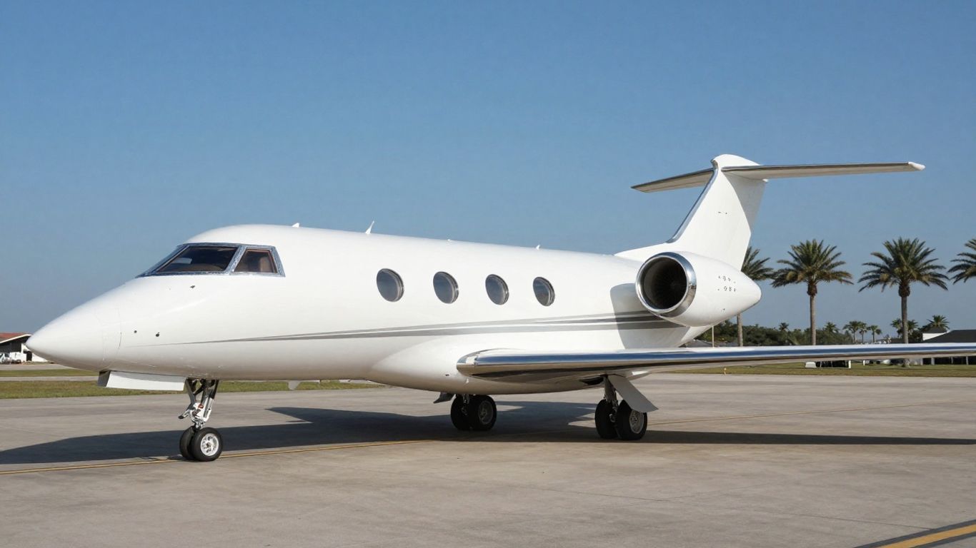 Private jet on tarmac in Orange County