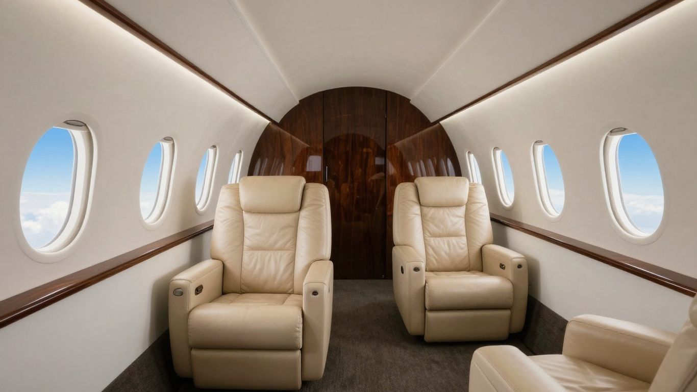 Luxurious interior of a private jet