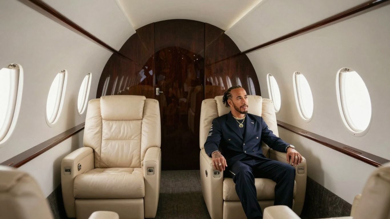 Inside Lewis Hamilton's private jet cabin.