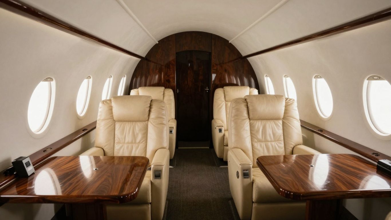 Interior of Michael Jordan's luxurious private jet.