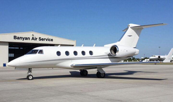 Private jet at Banyan Air Service FBO, Fort Lauderdale Executive Airport.