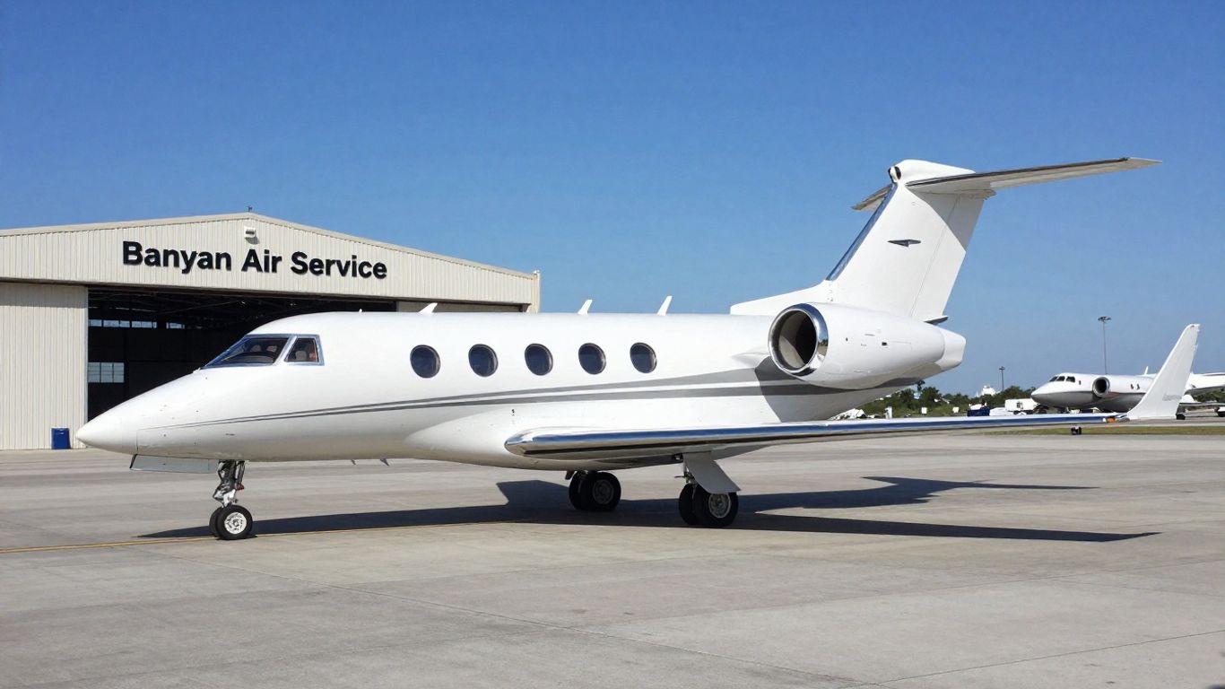 Private jet at Banyan Air Service FBO, Fort Lauderdale Executive Airport.