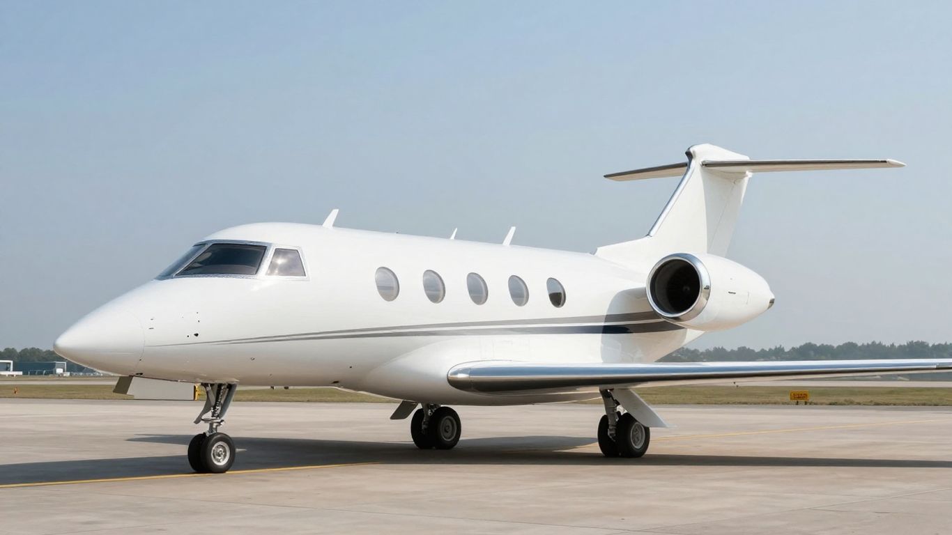 JSX private jet on tarmac, ready for flight.