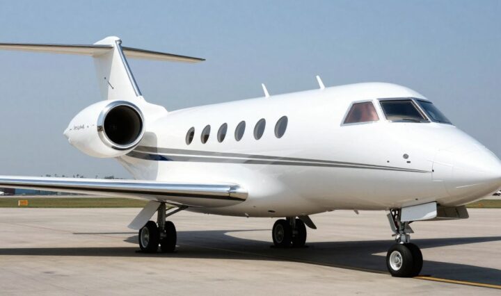 Jeff Bezos's luxurious private jet on tarmac.